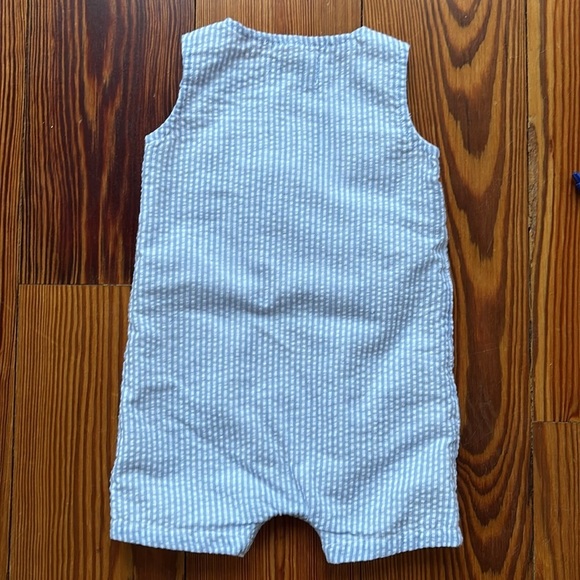 Crown & Ivy Seersucker Romper Blue And White Stripes Size 3 Months - Picture 5 of 6